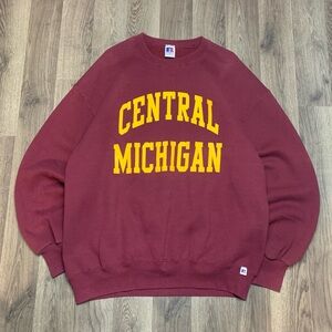 Vintage 1990s Central Michigan Chippewas Russell Spellout Crewneck Mens Size XL